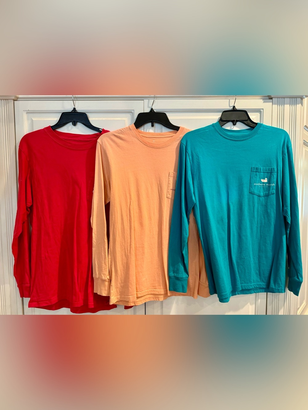 Set of 3 Men’s Southern Marsh 100% Cotton Long Sleeve T-Shirts - Size Small